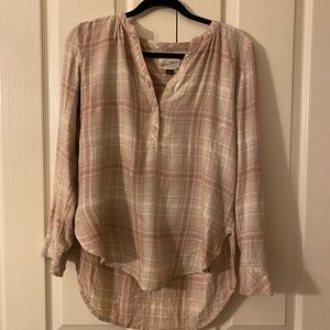 Blush pink plaid shirt